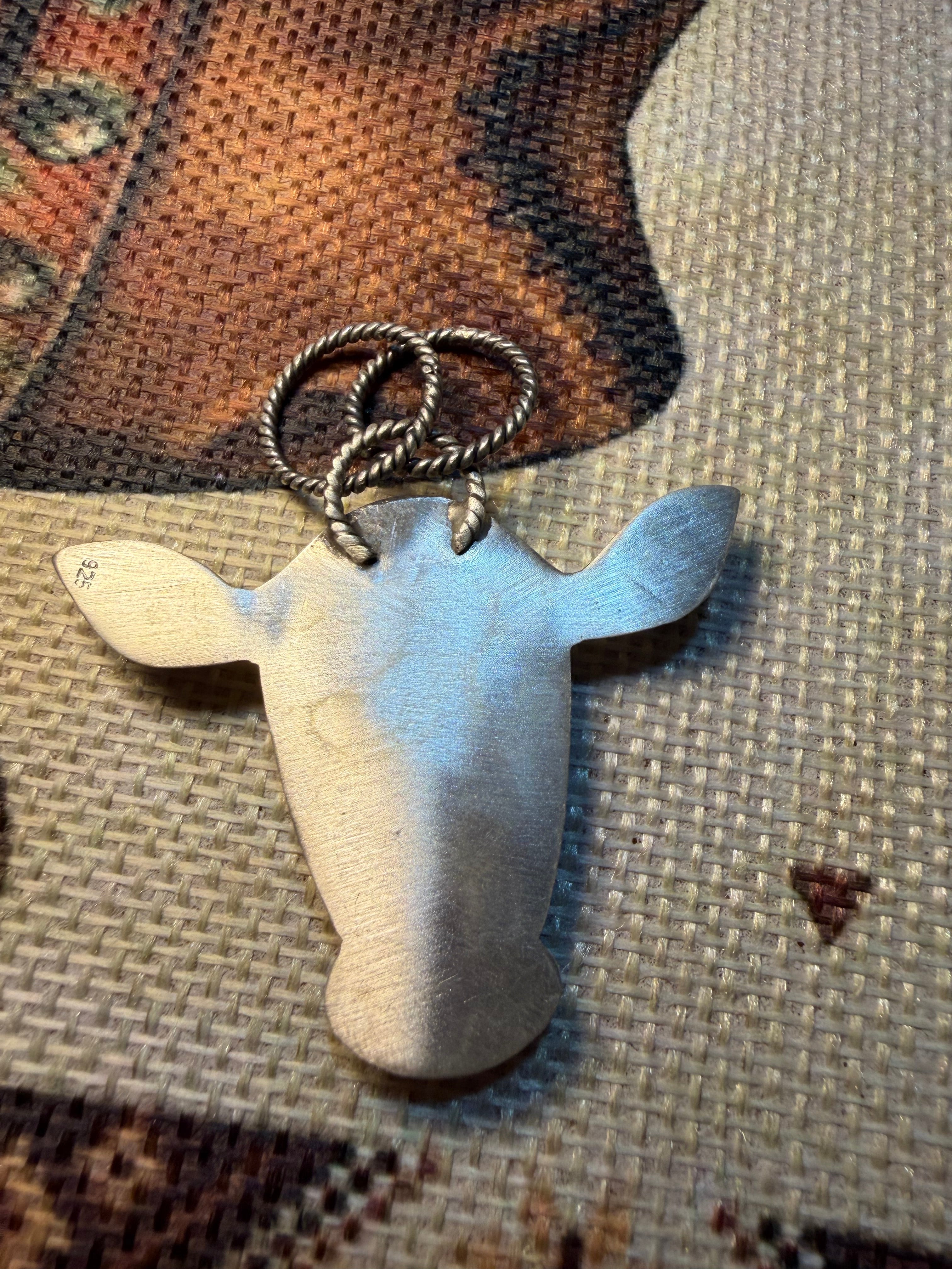 Multi Stone Cow Head Pendant