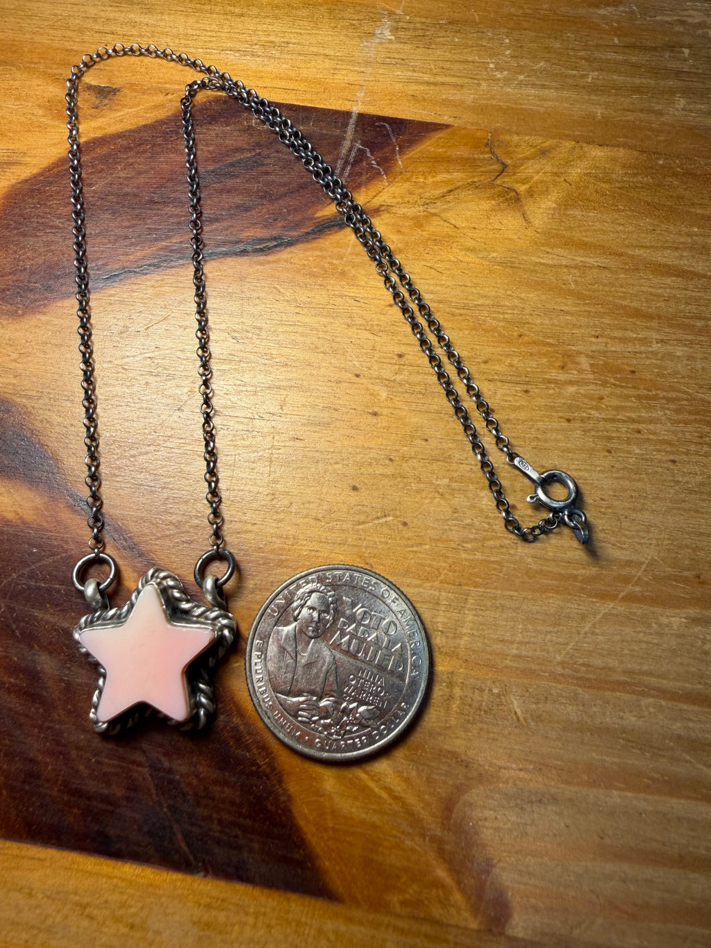 Navajo Made Pink Conch Star Shape Necklace