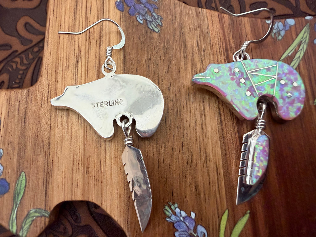 Opal and Sterling Silver Earrings