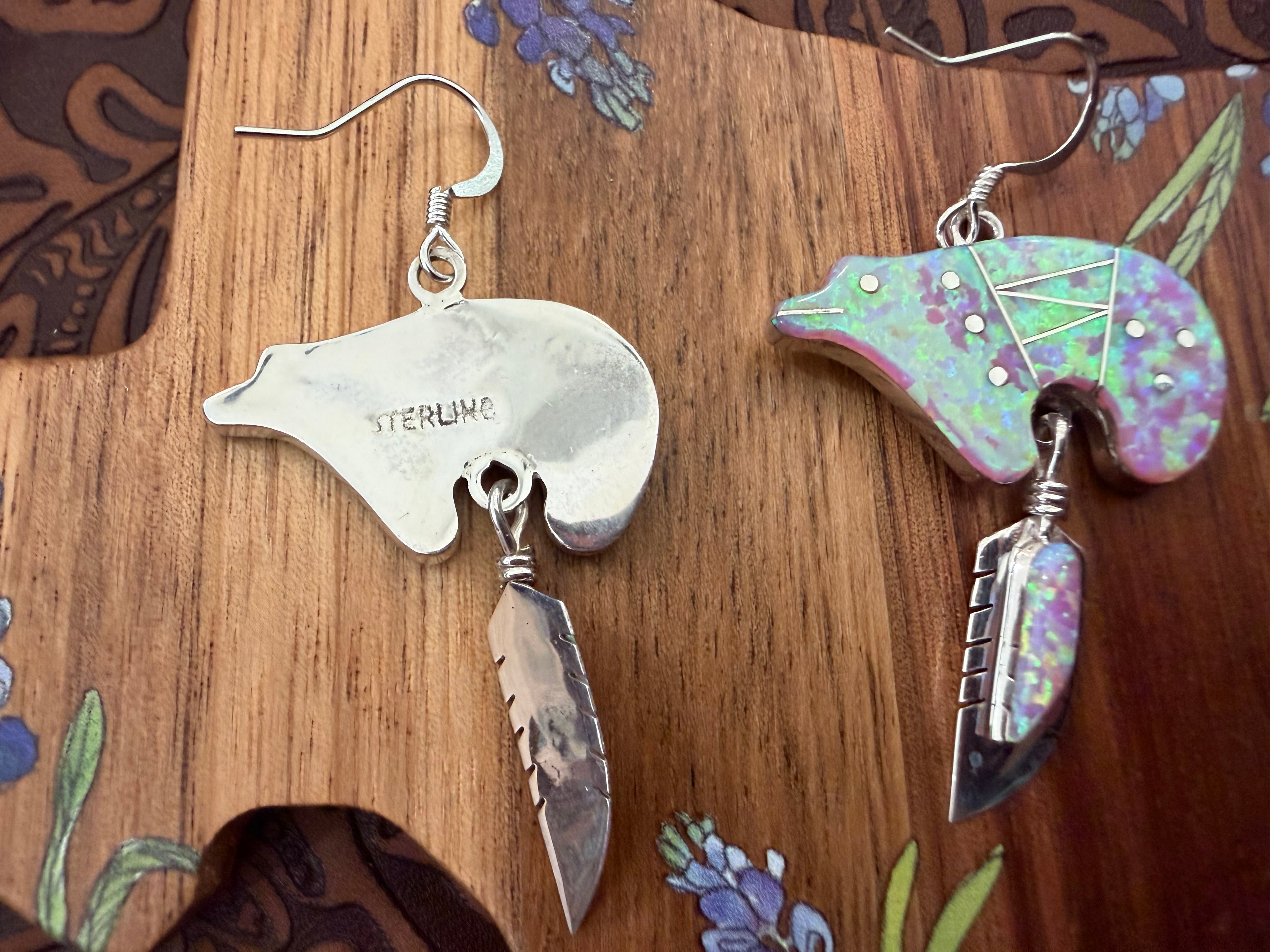 Opal and Sterling Silver Earrings