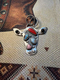Multi Stone Cow Head Pendant
