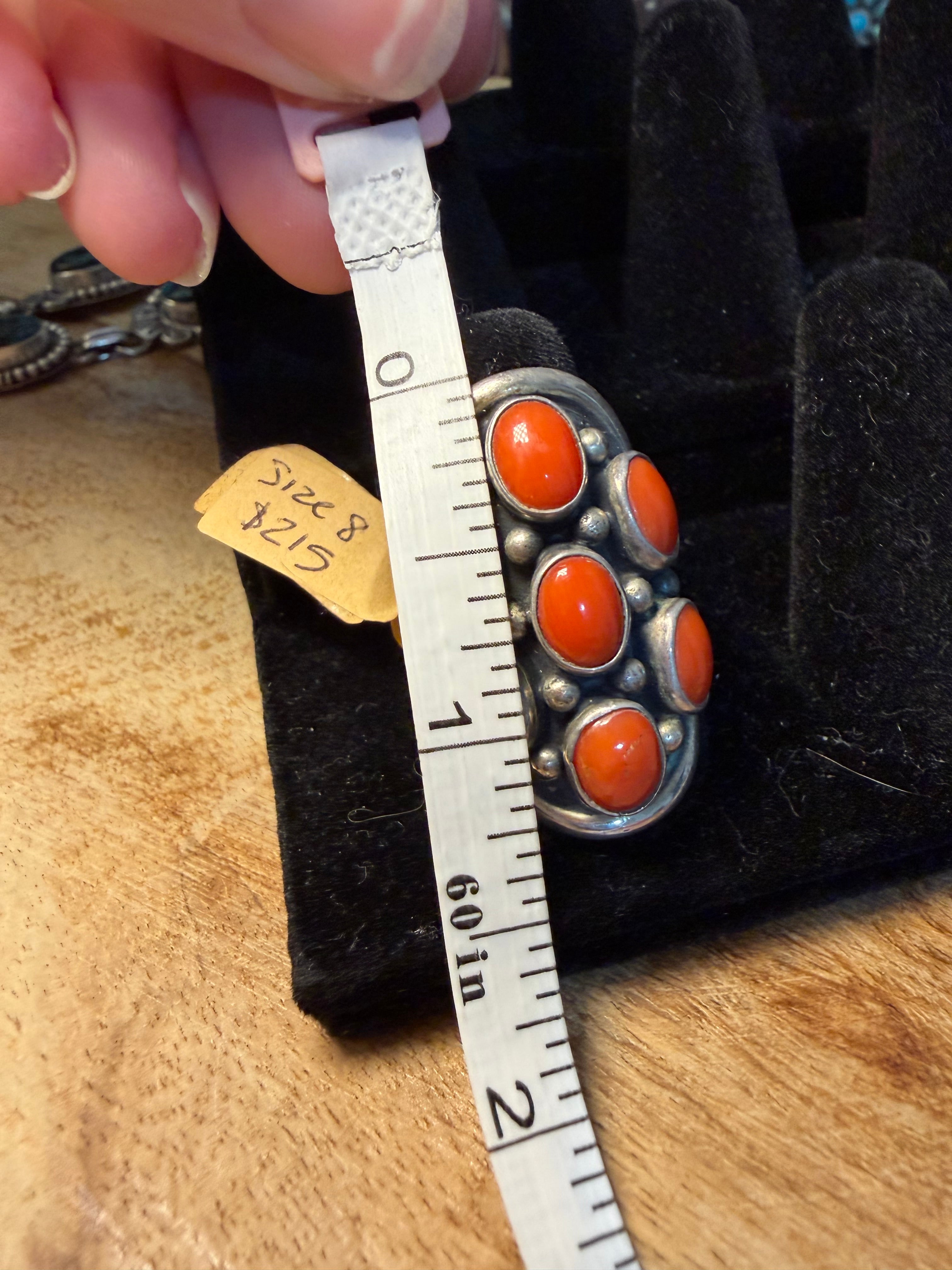 Navajo Made Red Coral Saddle Ring