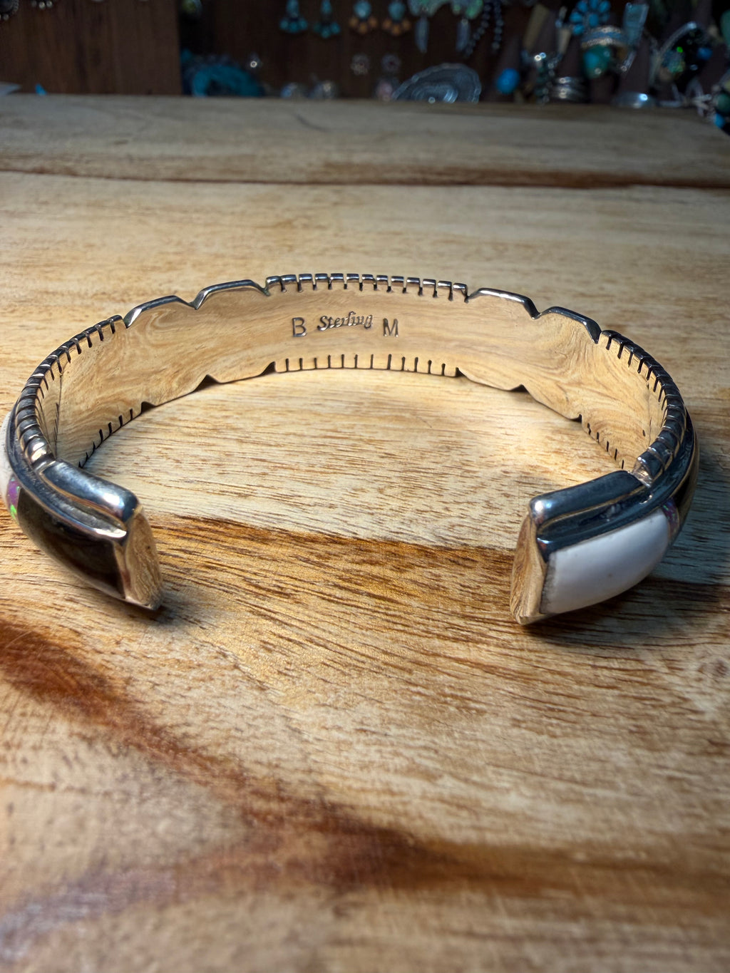 Native Black Onyx and Opal Inlay Cuff
